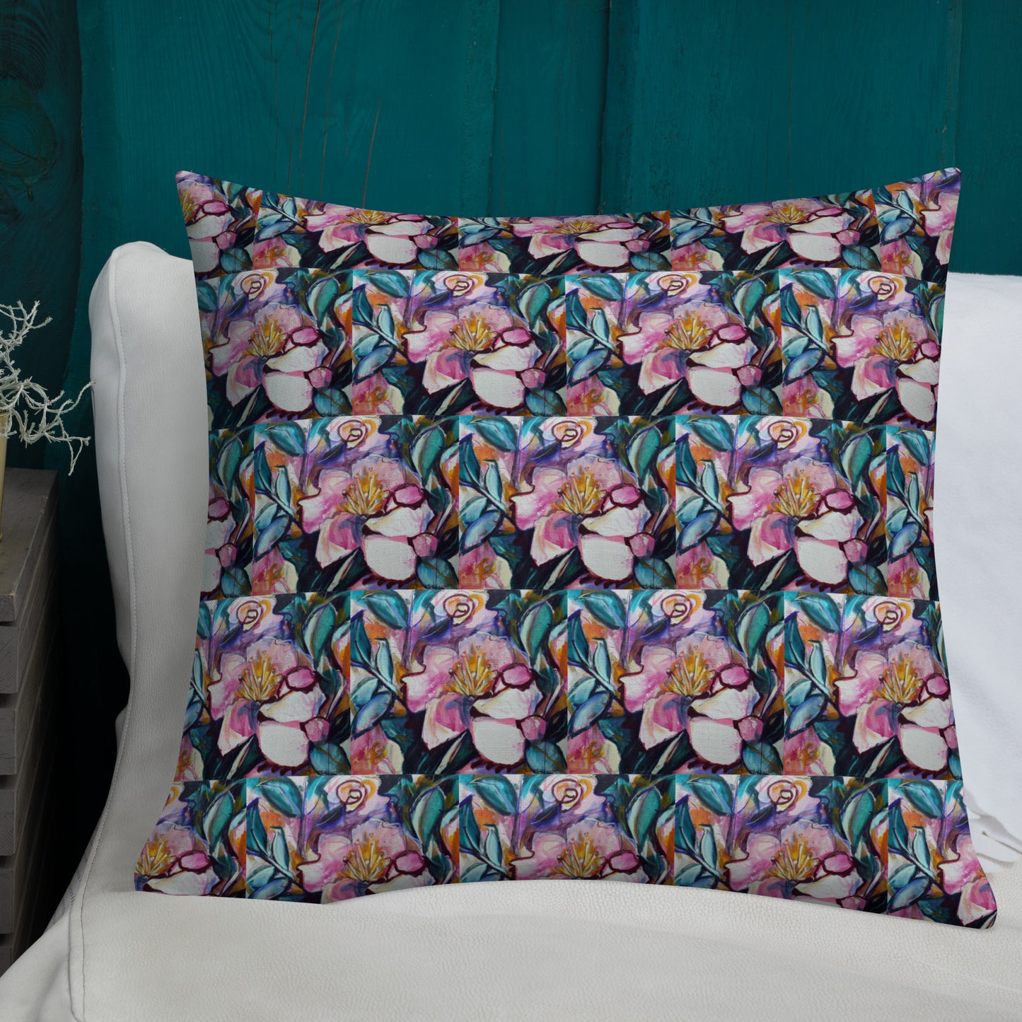 Pink Camilla (Dark) Pattern Premium Pillow