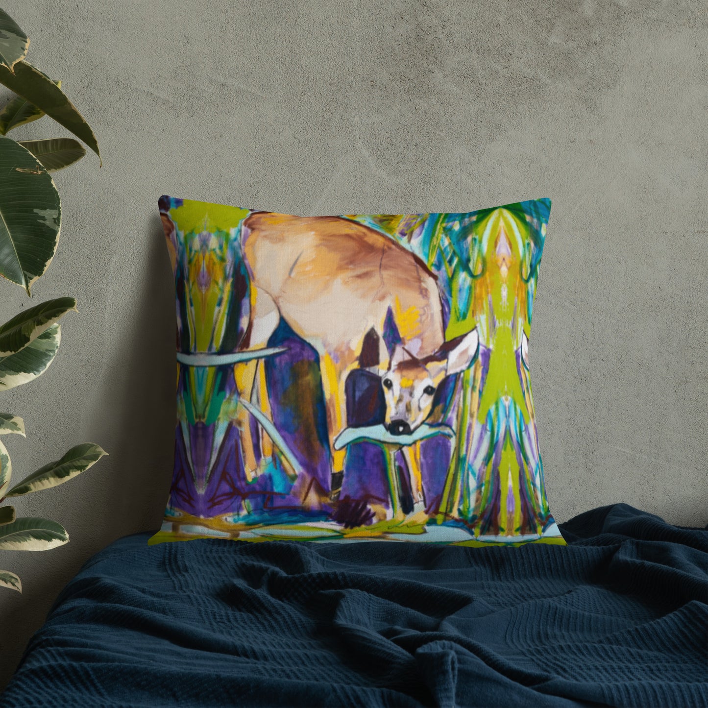 Deer with Lilypads Premium Pillow