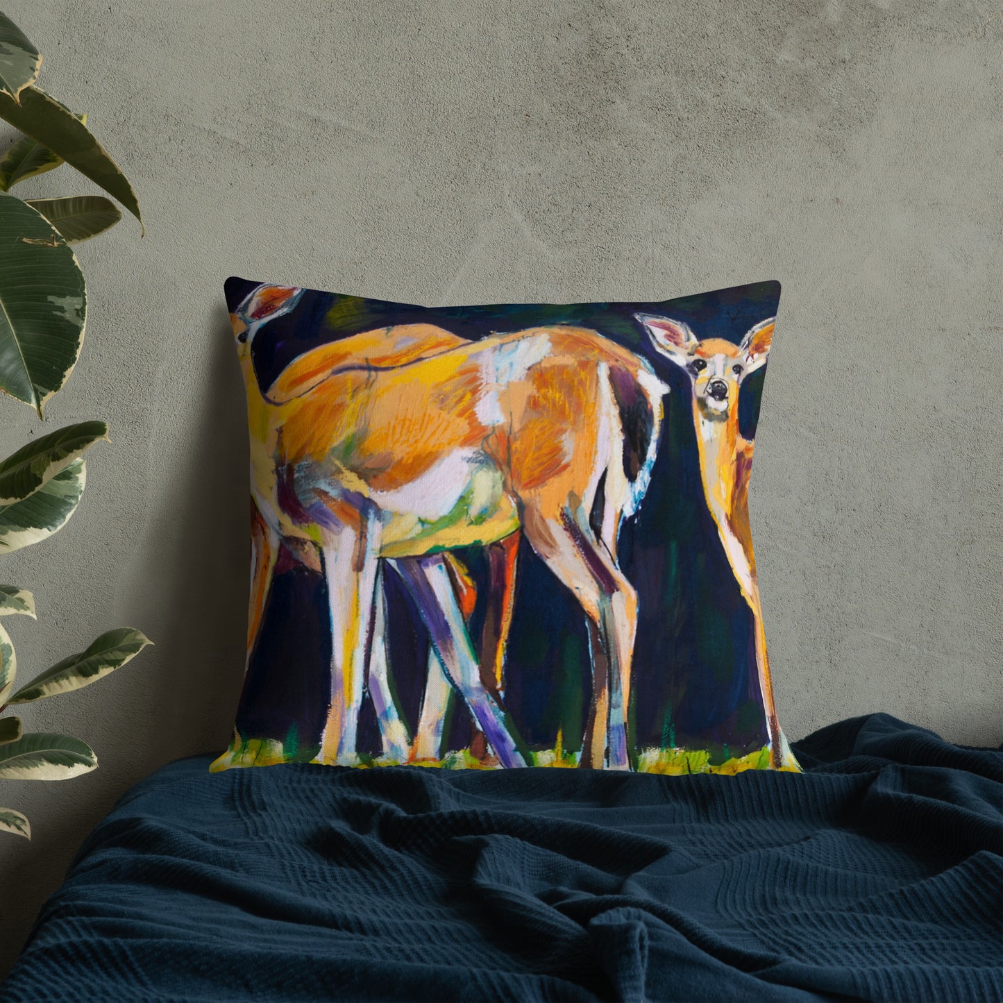 Deer Family Pattern Premium Pillow