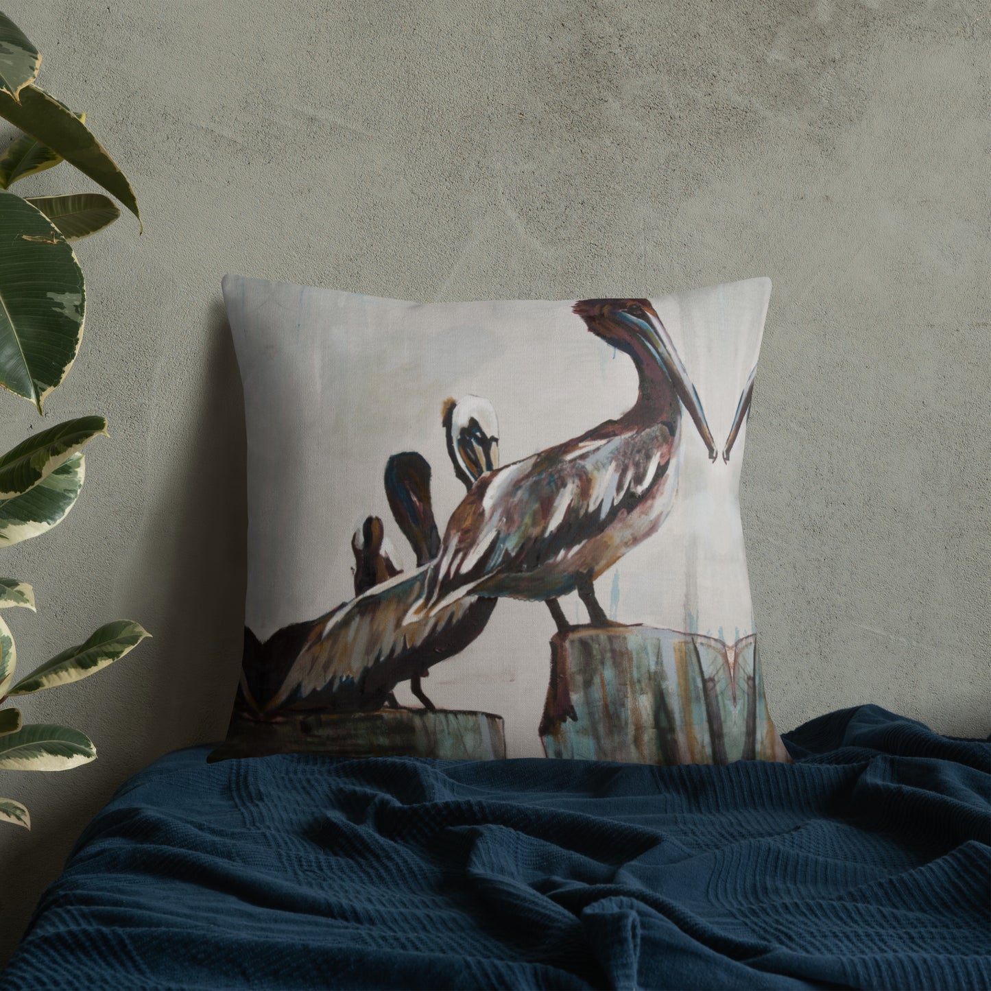 Pelicans in the Fog Premium Pillow