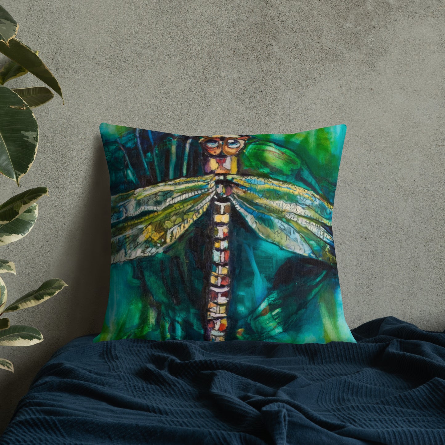 Green Dragonfly Premium Pillow