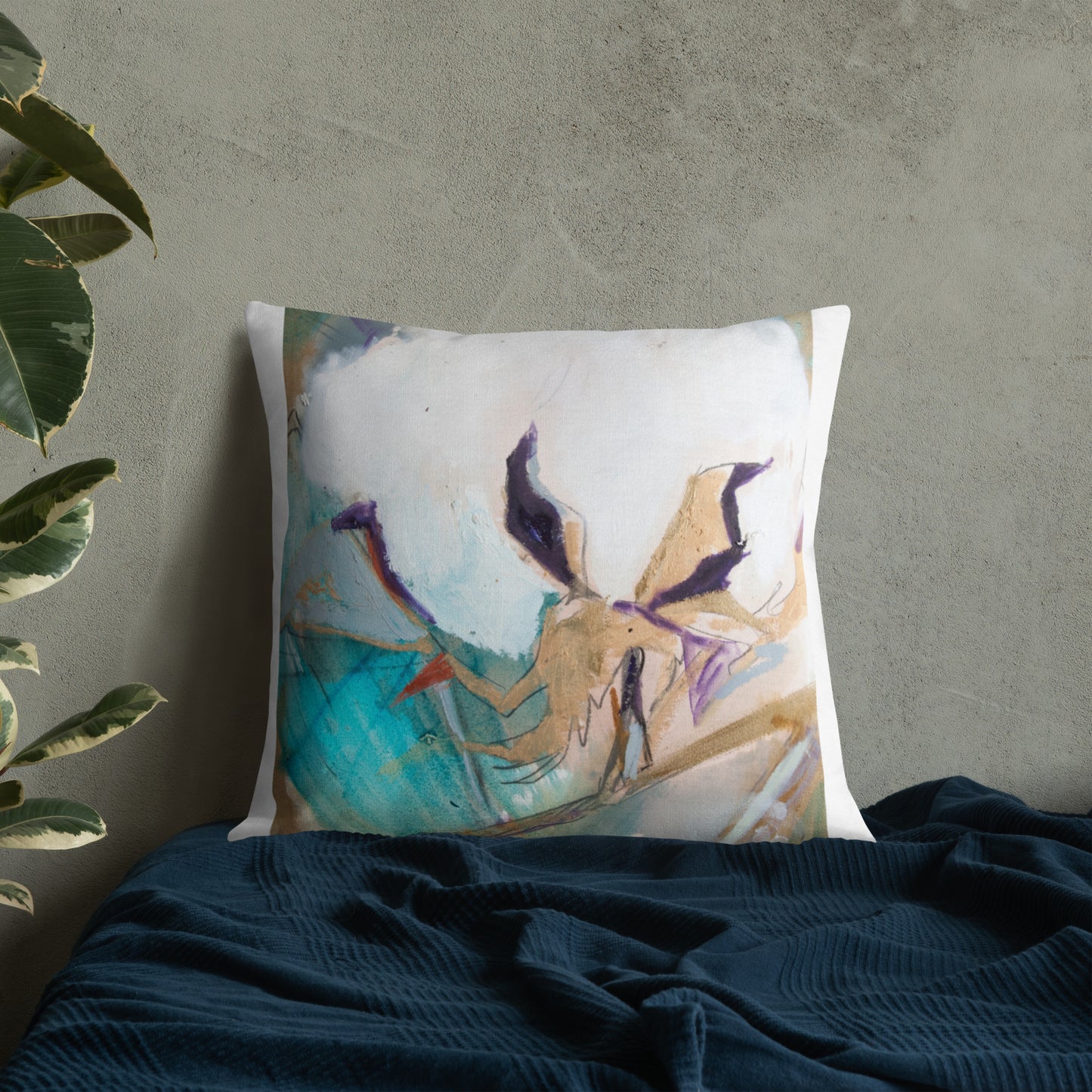 Cotton with Teal Splash III Premium Pillow