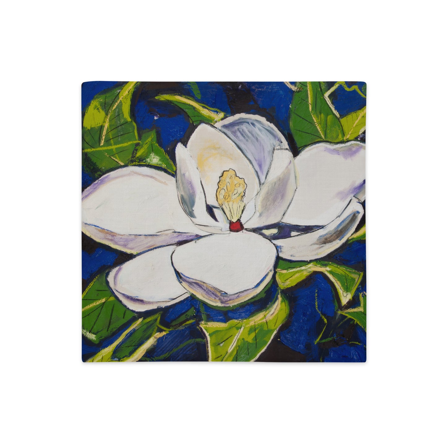 Magnolia with Royal Blue Premium Pillow Case