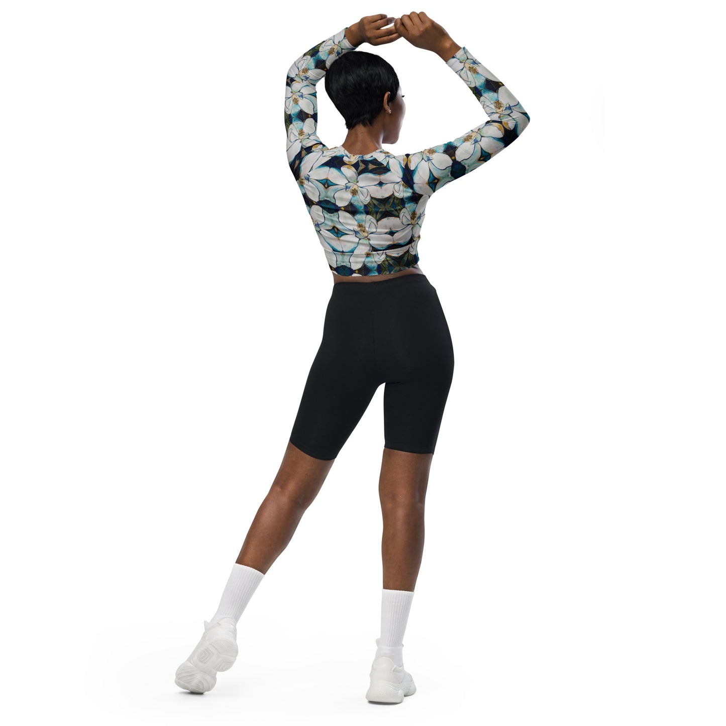 Indigo Magnolia Recycled long-sleeve crop top