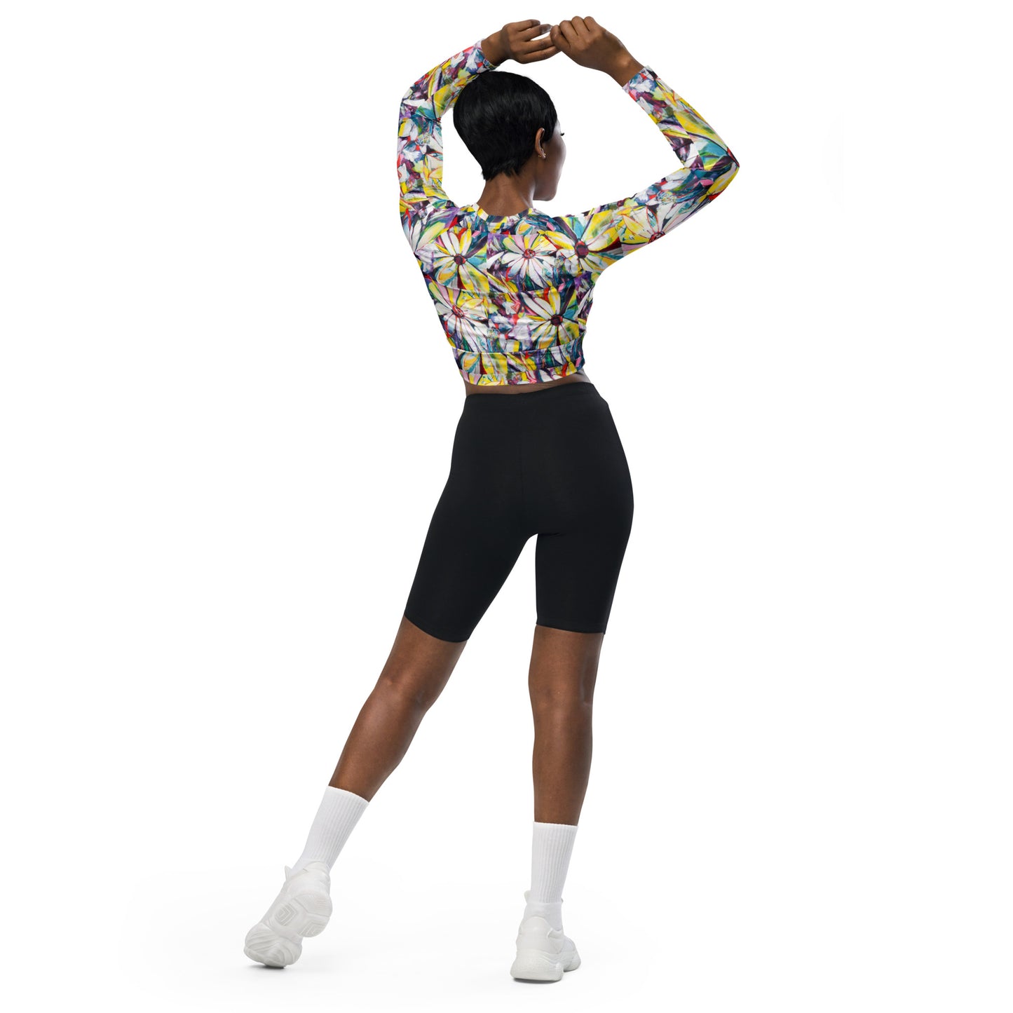 Zinnias Recycled long-sleeve crop top