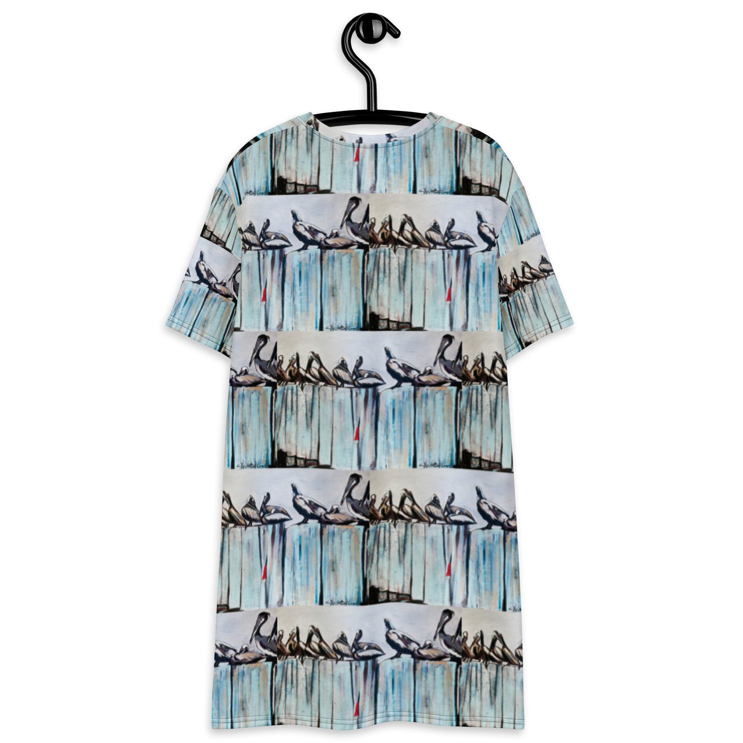 Pelicans on the Pier Pattern T-shirt dress