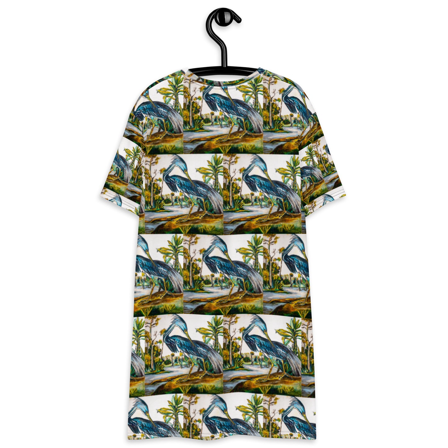 Blue Heron Pattern T-shirt dress