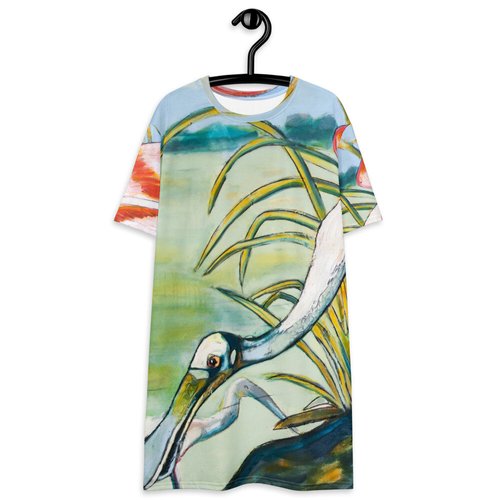 Roseate Spoonbill in the Marsh T-shirt dress