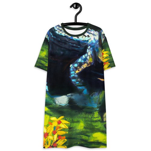 Gator on Log with Wildflowers T-shirt dress