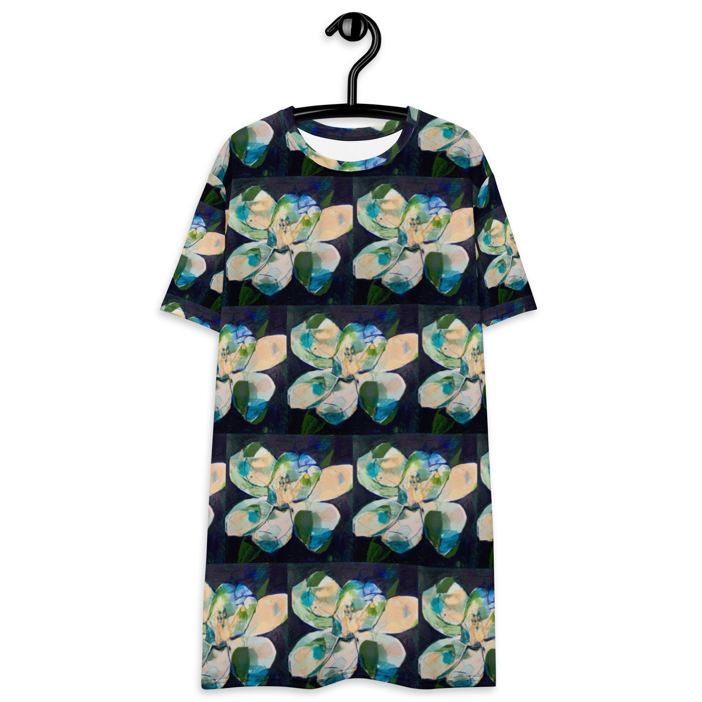 Abstract Magnolia Pattern T-shirt dress