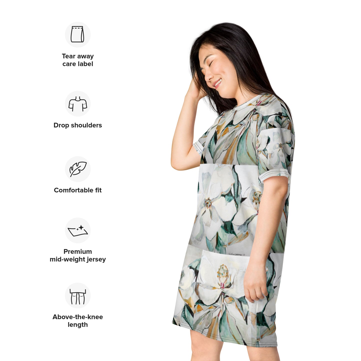 Soft Magnolia Triptych T-shirt dress