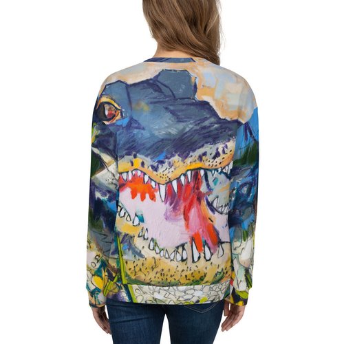 Gator in Wildflowers Pattern Unisex Sweatshirt