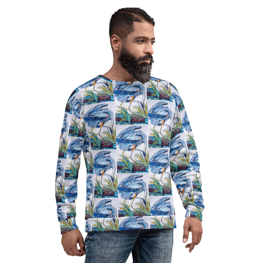 Blue Heron Catching Fish Unisex Sweatshirt