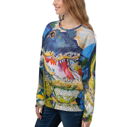 Gator in Wildflowers Pattern Unisex Sweatshirt