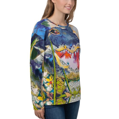 Gator in Wildflowers Pattern Unisex Sweatshirt