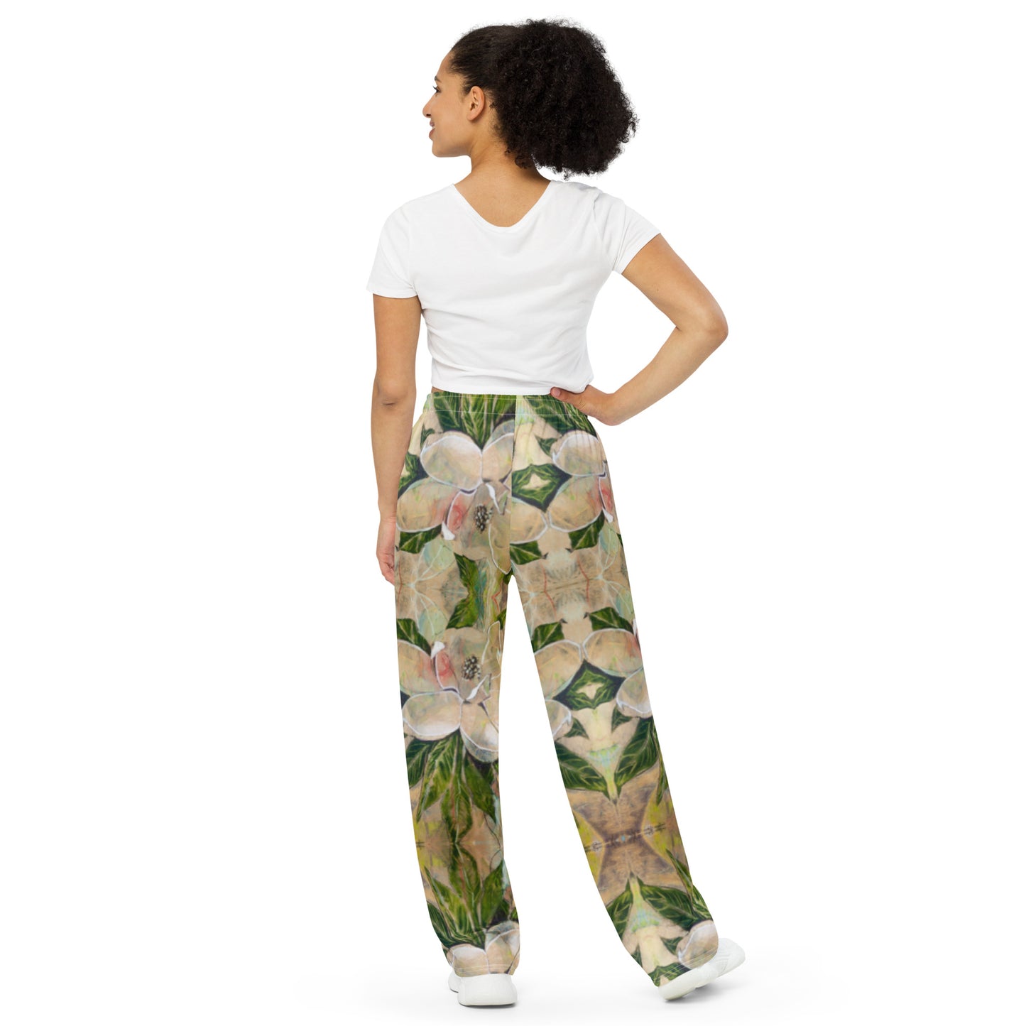 Golden Magnolia All-over print unisex wide-leg pants