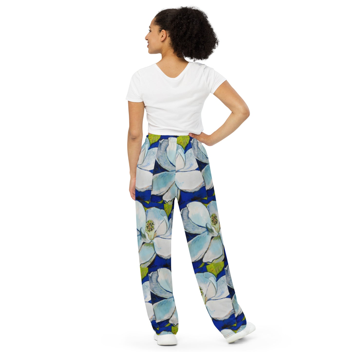 Royal Blue Magnolia All-over print unisex wide-leg pants