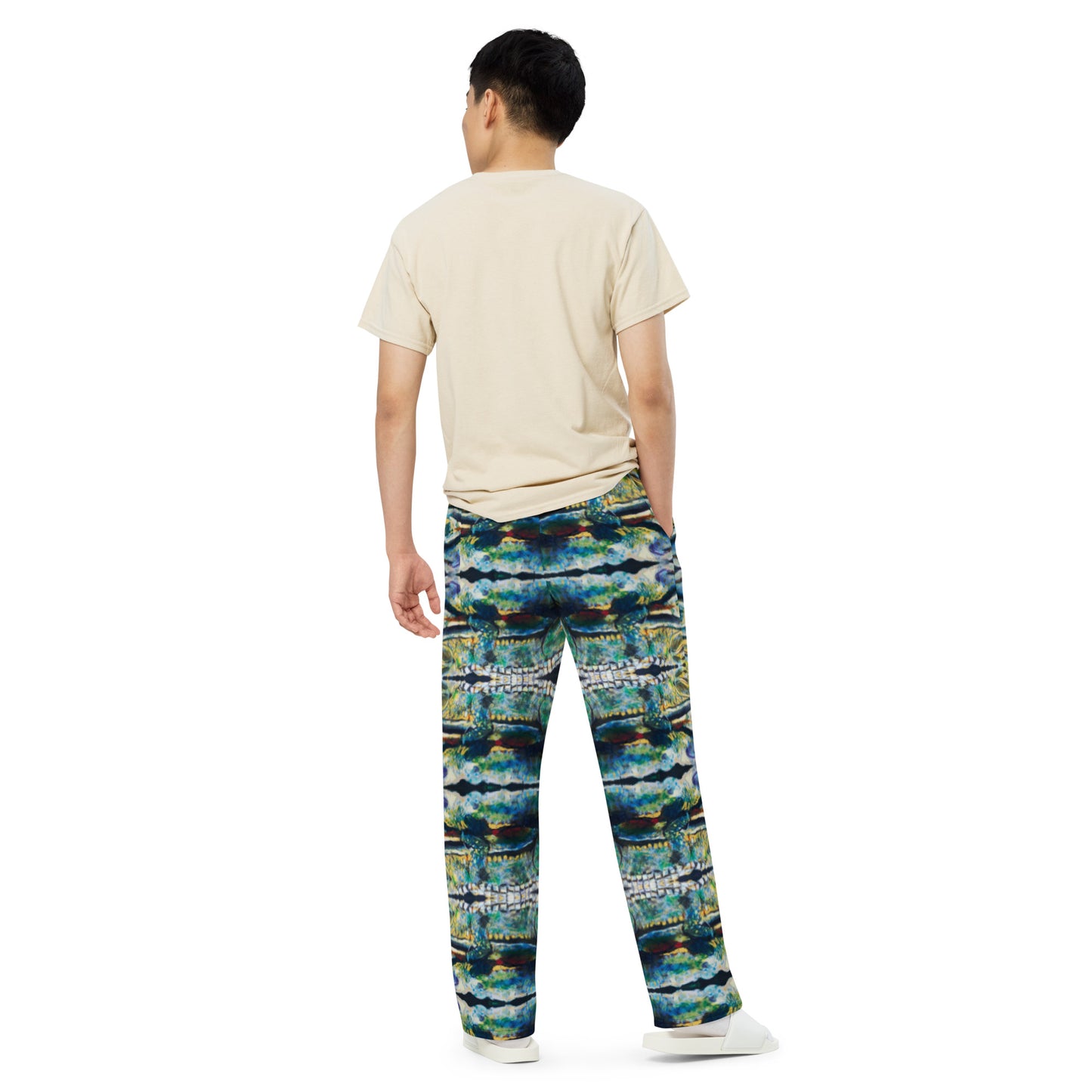 Psychedelic Gator with Reflection All-over print unisex wide-leg pants