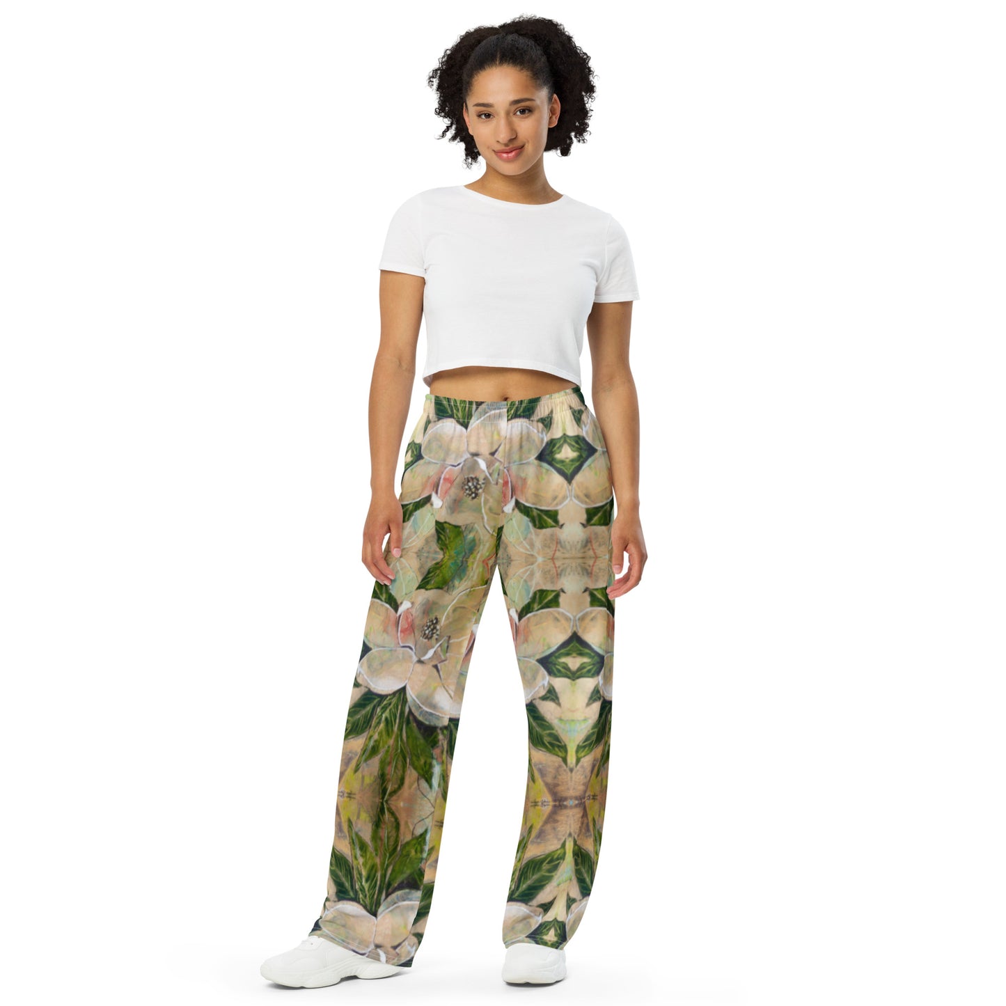 Golden Magnolia All-over print unisex wide-leg pants