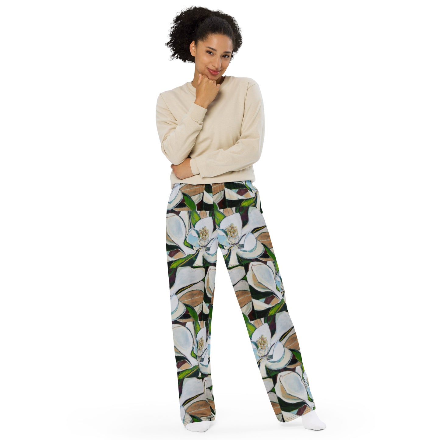 Magnolia Landscape All-over print unisex wide-leg pants