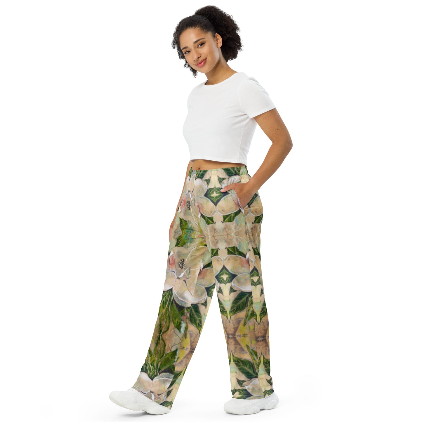 Golden Magnolia All-over print unisex wide-leg pants