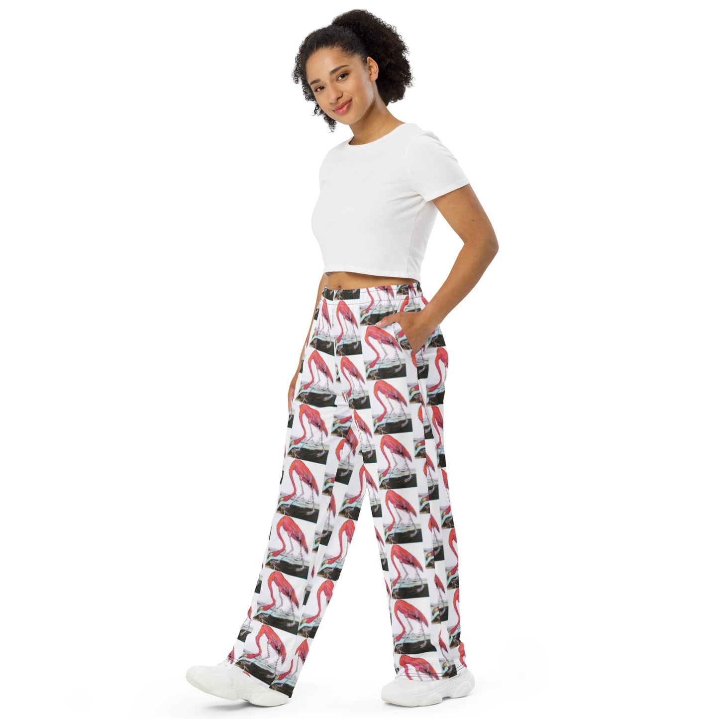 Pink Flamingo All-over print unisex wide-leg pants