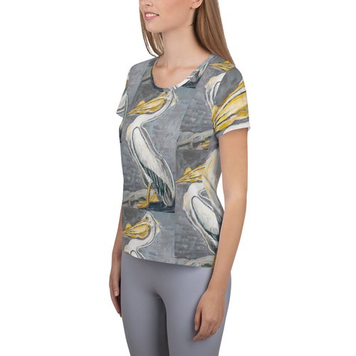 While Pelican All-Over Print Women's Athletic T-shirt