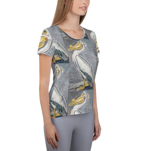 While Pelican All-Over Print Women's Athletic T-shirt