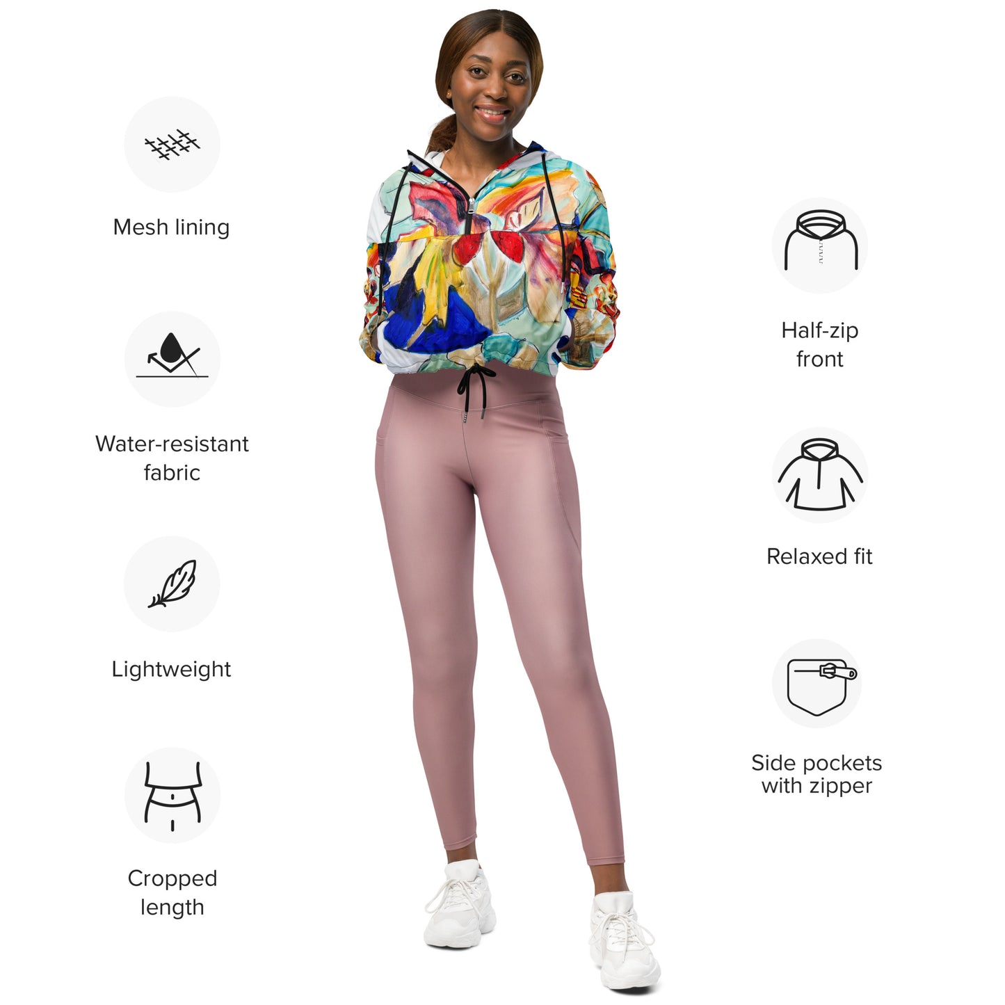 Tobacco Leaf Women’s cropped windbreaker