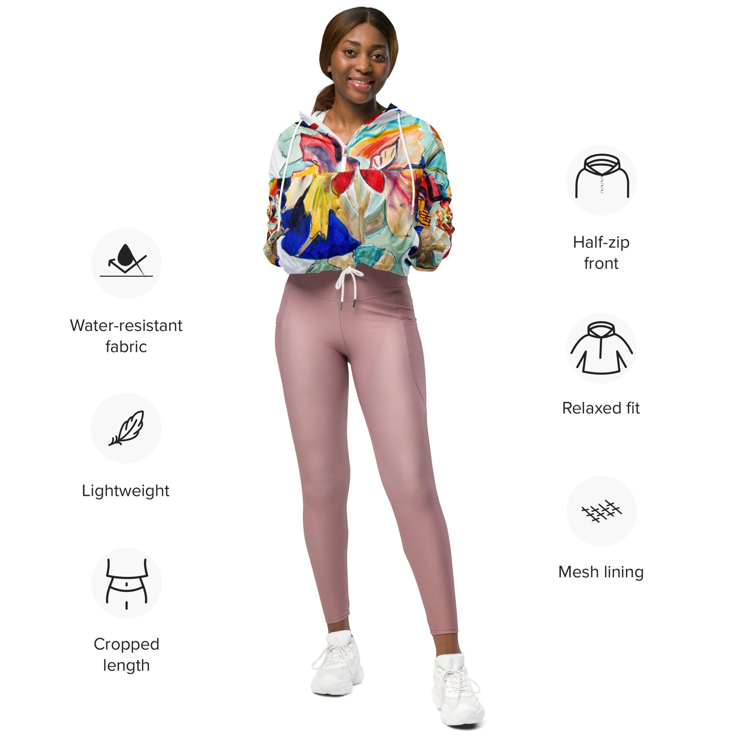 Tobacco Leaf Women’s cropped windbreaker