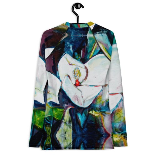 Magnolia with Painted Bunting Pattern Women's Rash Guard