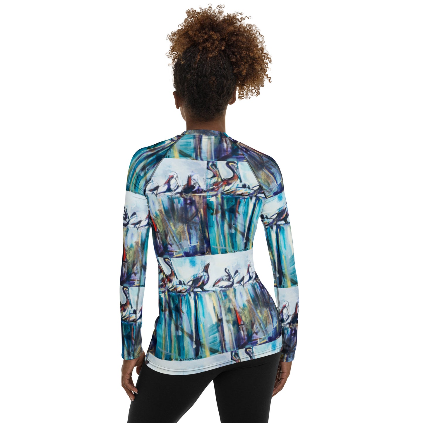 Bold Pelicans on the Pier Women's Rash Guard