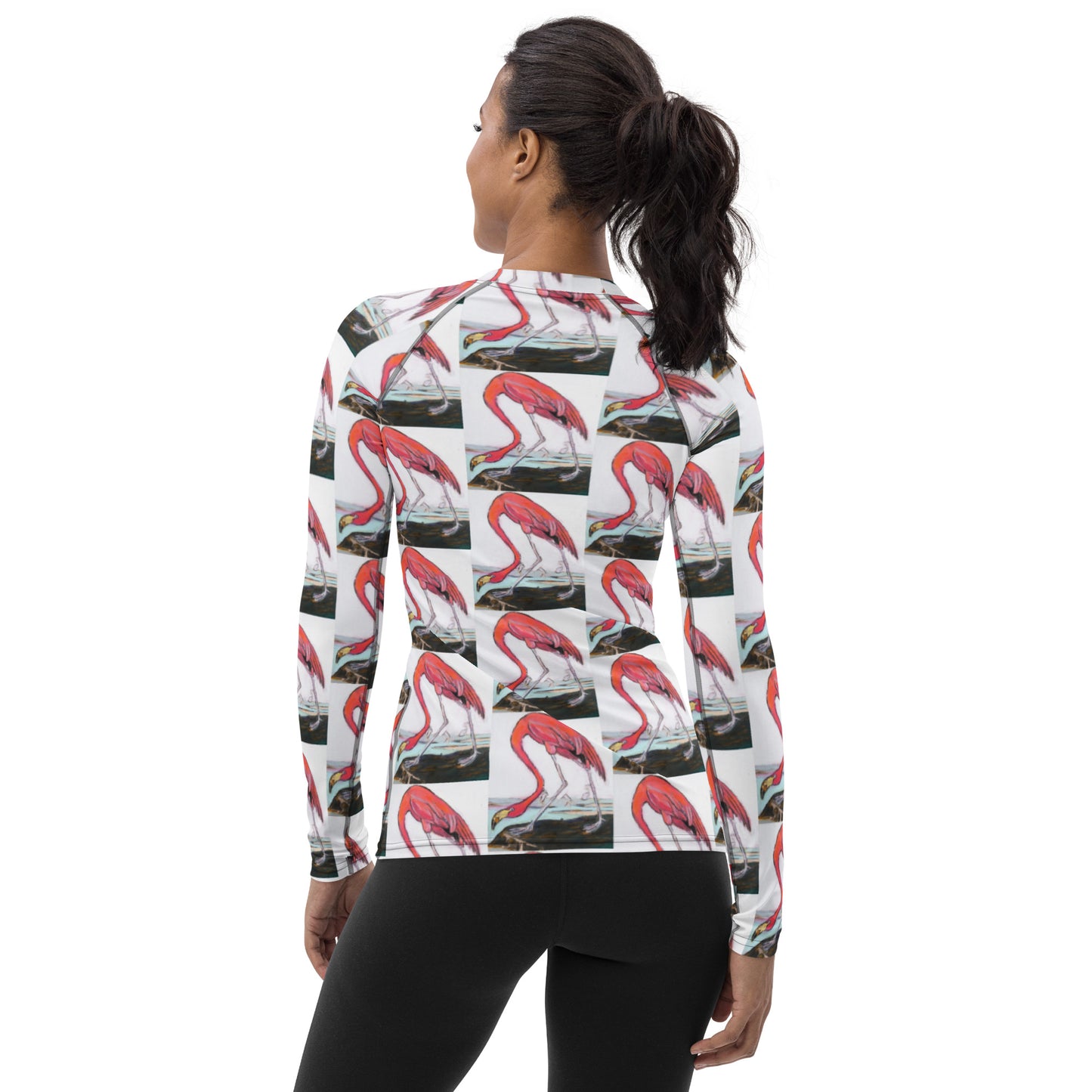 Pink Flamingo Pattern Women's Rash Guard