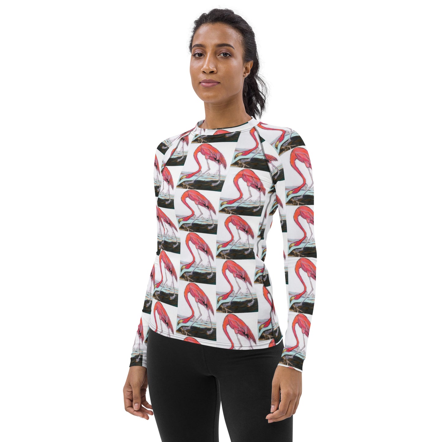 Pink Flamingo Pattern Women's Rash Guard