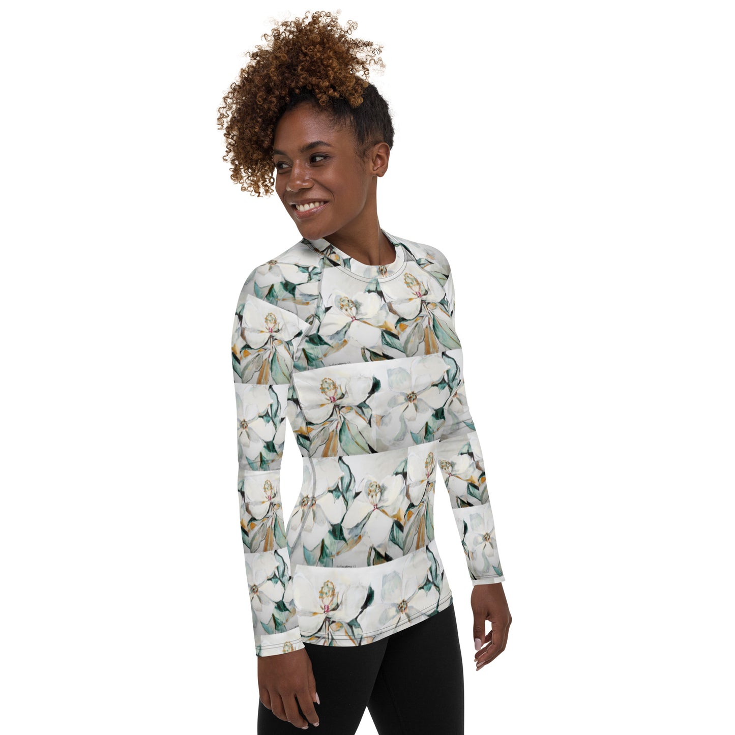 Soft Magnolia Triptych Women's Rash Guard