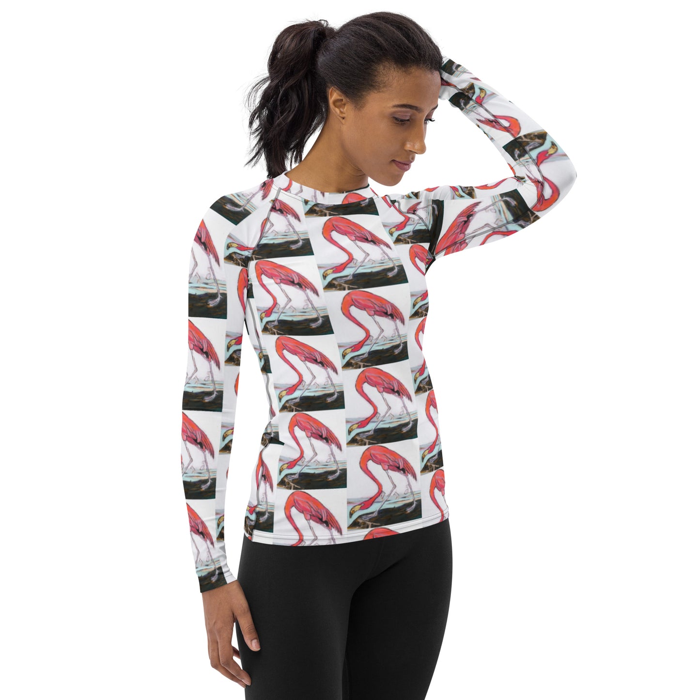 Pink Flamingo Pattern Women's Rash Guard