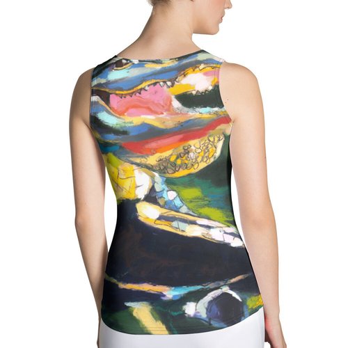 Gator on Log with Wildflowers Sublimation Cut & Sew Tank Top