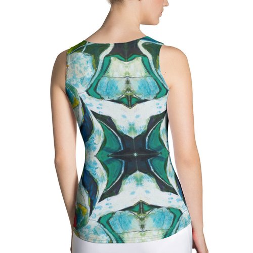 Tropical Magnolia Pattern Sublimation Cut & Sew Tank Top