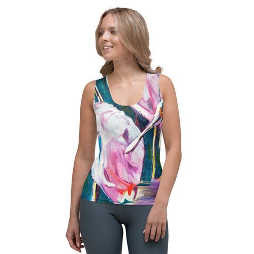 Roseate Spoonbill with Her Heart Open Sublimation Cut & Sew Tank Top