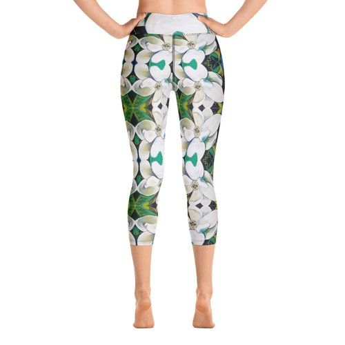 Veronese Magnolia Pattern Yoga Capri Leggings