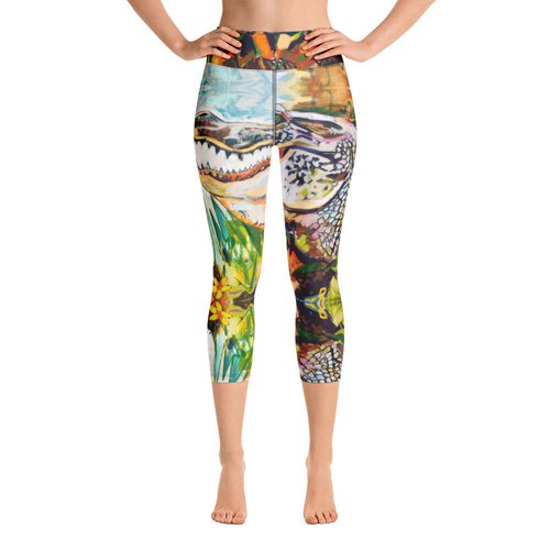 Groovy Gator Pattern Yoga Capri Leggings