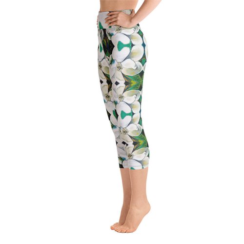 Veronese Magnolia Pattern Yoga Capri Leggings