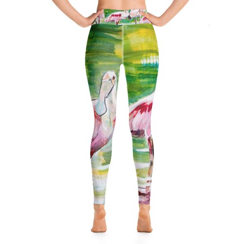 Roseate Spoonbills Family of Four Yoga Leggings