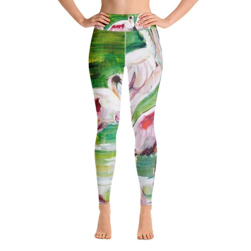 Roseate Spoonbills Family of Four Yoga Leggings