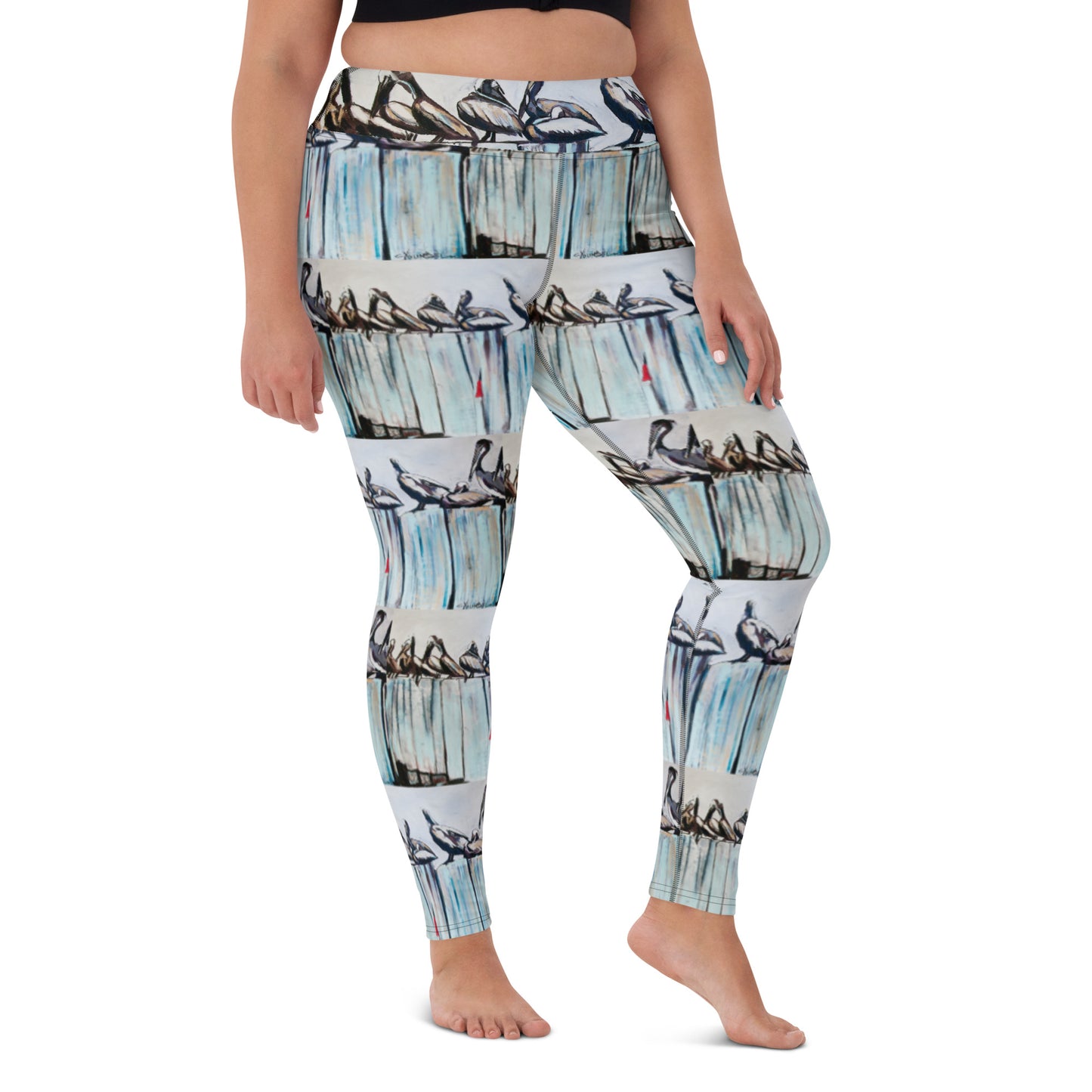 Pelicans on the Pier Yoga Leggings