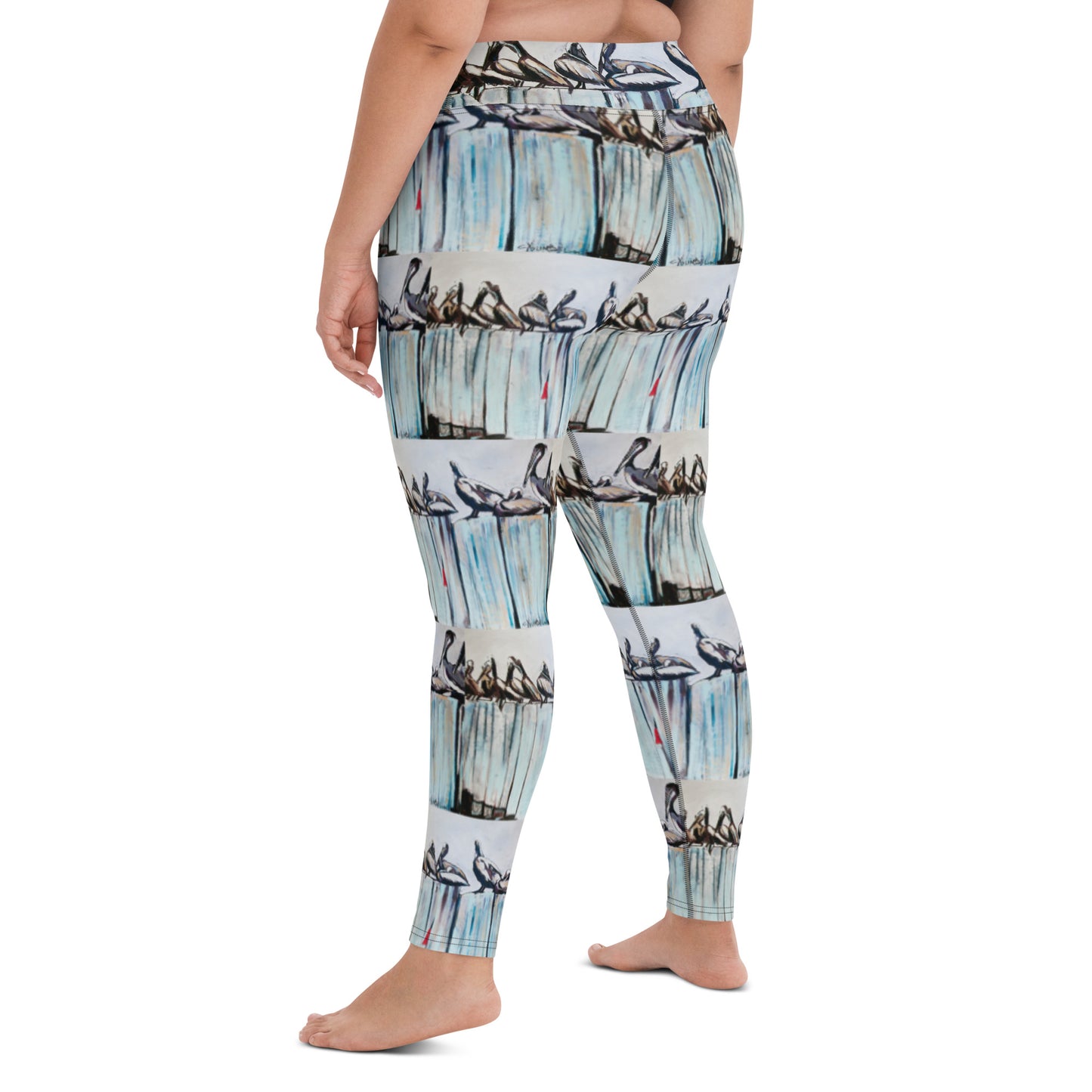 Pelicans on the Pier Yoga Leggings