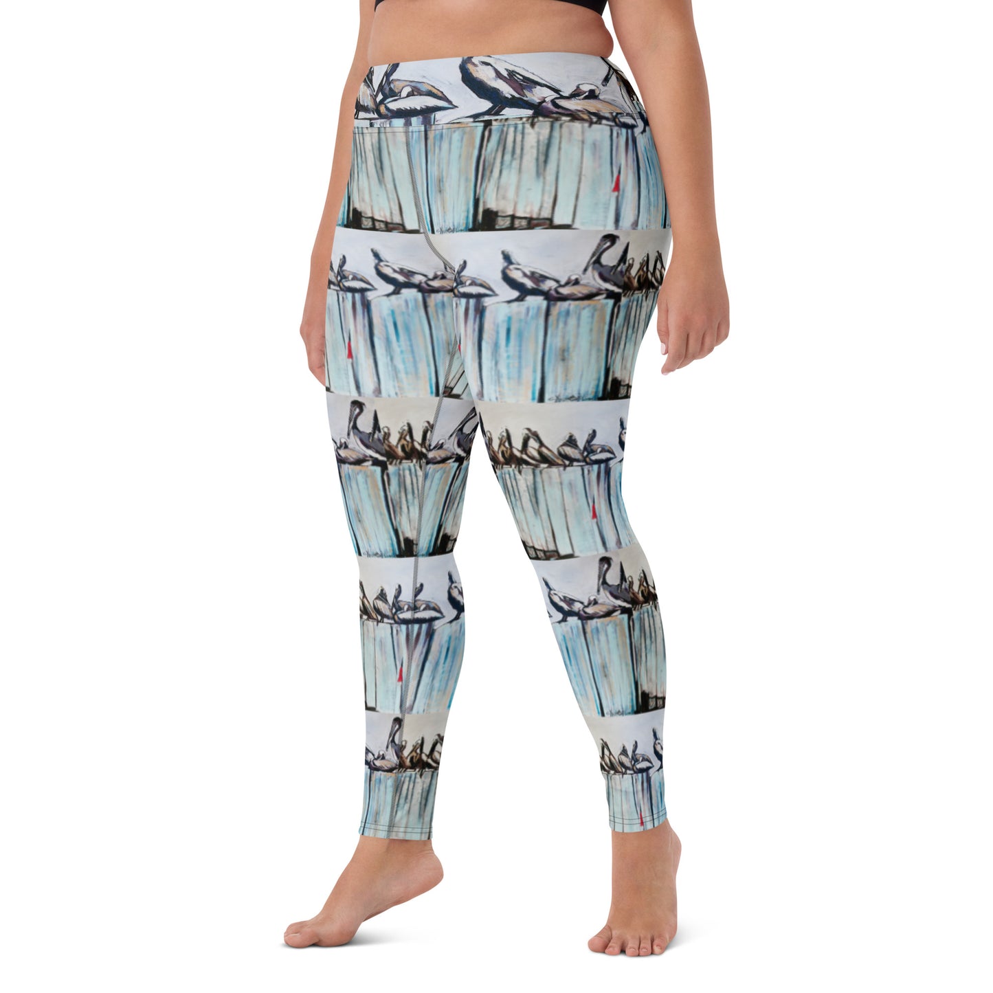 Pelicans on the Pier Yoga Leggings