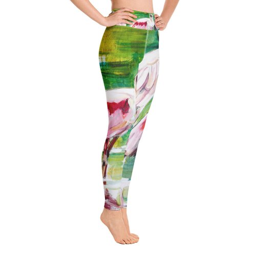 Roseate Spoonbills Family of Four Yoga Leggings