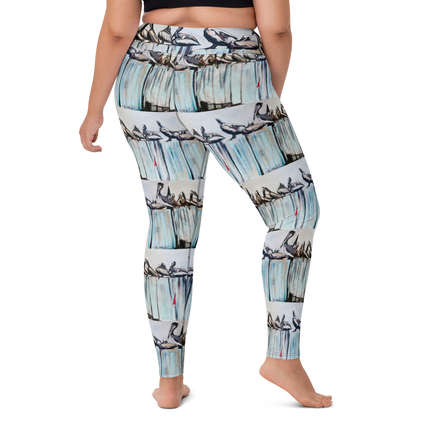 Pelicans on the Pier Yoga Leggings