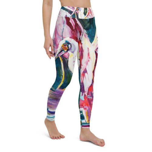 Roseate Spoonbill with Her Heart Open Yoga Leggings